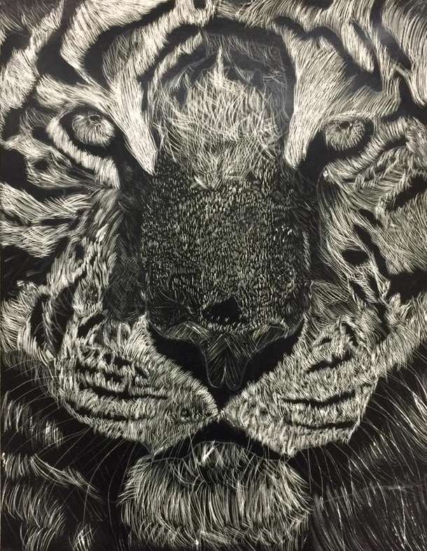 Scratchboard painting