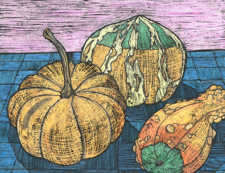 Resist Pumpkin/Gourd Drawings
