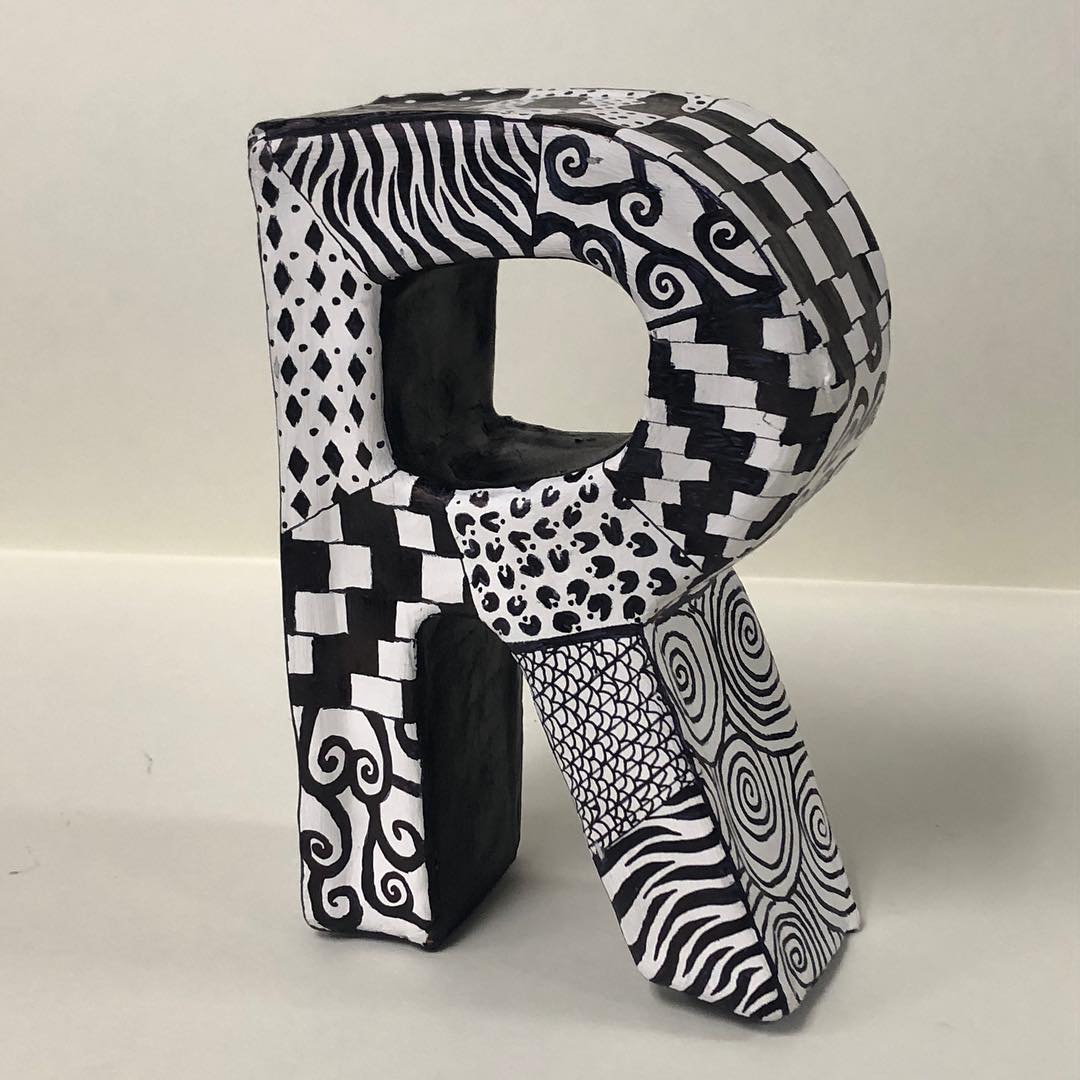 Zentangle Inspired 3D Slab Initials supporting image 2